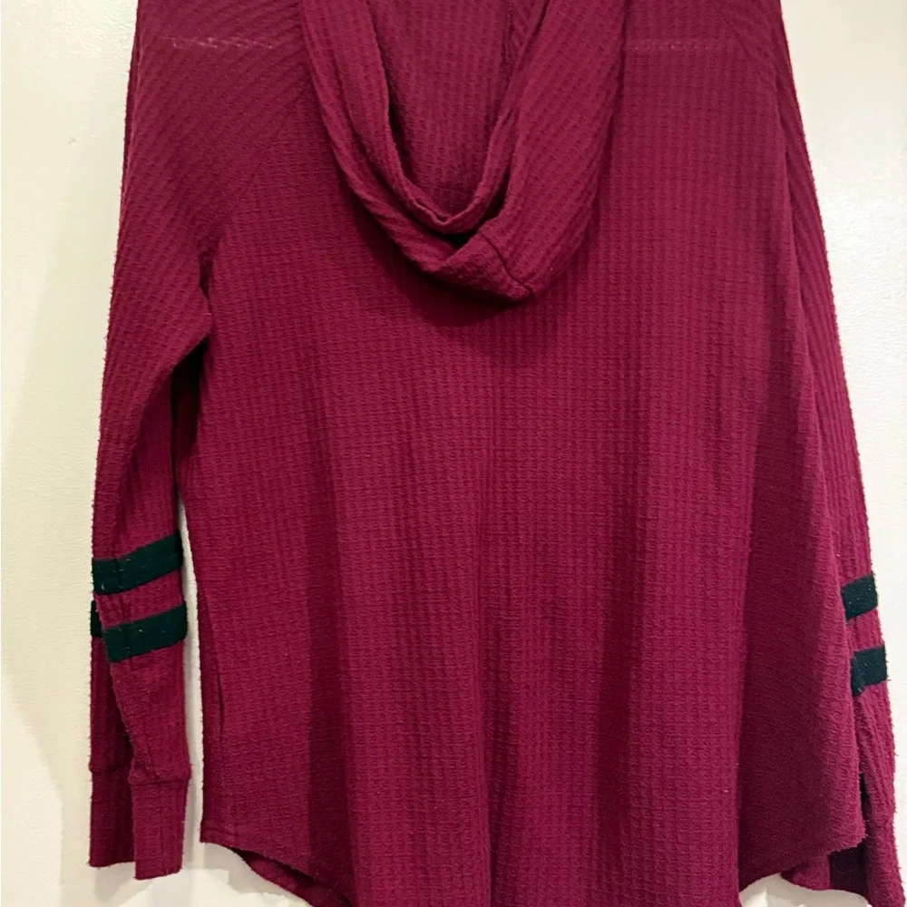 Flirtitude Maroon Tie Front Tunic Sweatshirt with hood